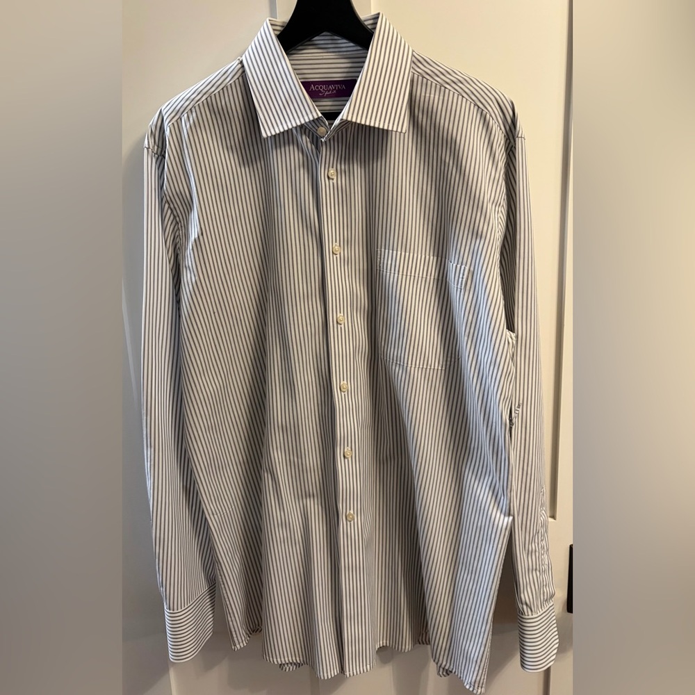 Men's Striped Black and White Dress Shirt